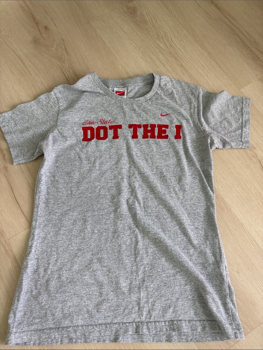 Nike Gray Tee with Red 'DOT THE I' Graphic